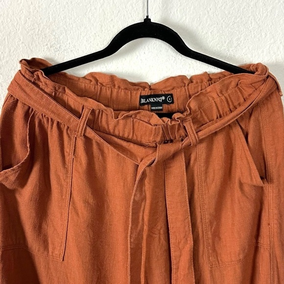 Blank NYC Large Linen Wide Leg Paper Bag Pants Terracotta Summer LagenLook - Picture 5 of 8